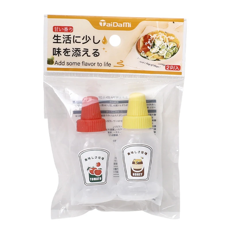 2Pcs Mini Seasoning Sauce Bottle Portable Tomato Ketchup Salad Dressing Container For Bento Lunch Box Kitchen Accessories