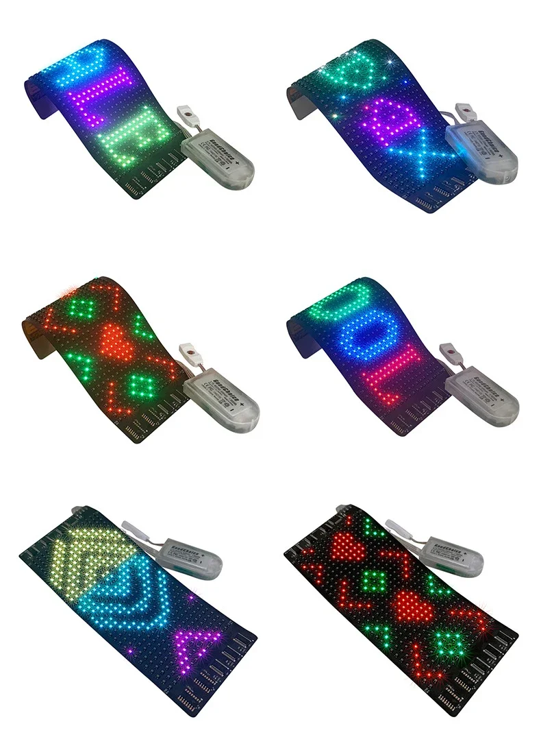 Mini 16 * 32 LED Matrix Panel Battery Powered DIY Scrolling Text Smart Bluetooth App Control Programmable LED Flexible Display