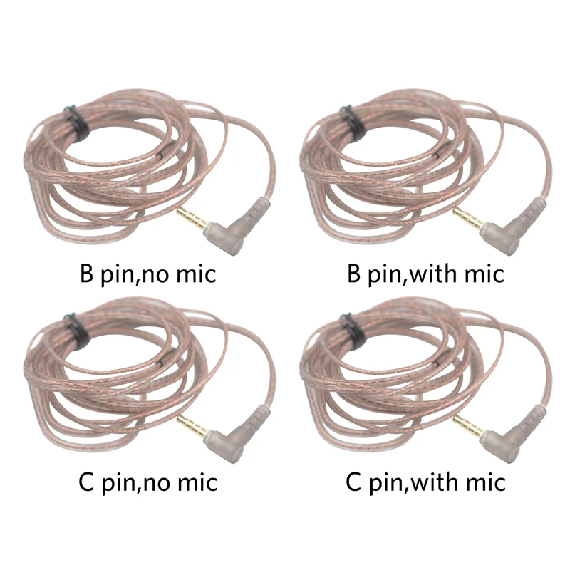 KZ ZS10 ZSN ZEX PRO In Ear Cable High-Purity Oxygen-Free Copper Twisted Earphone Cable 2 pin Cable Silver Plated Cable With Mic
