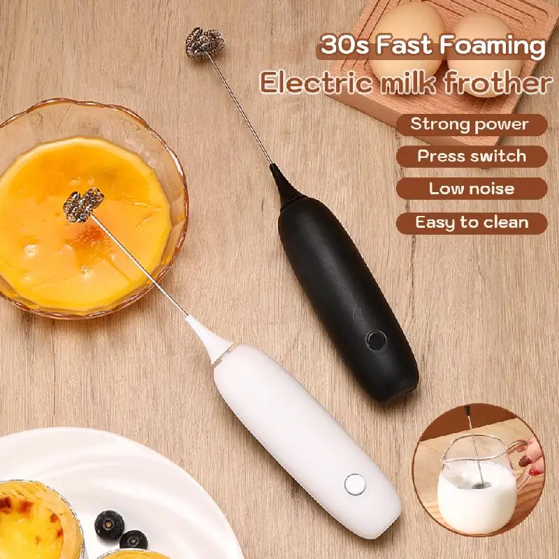 Electric Milk Frother Battery Operated Handheld Coffee Milk Foamer Egg Beater Wireless Foam Maker Drink Mixer Cooking Accessorie