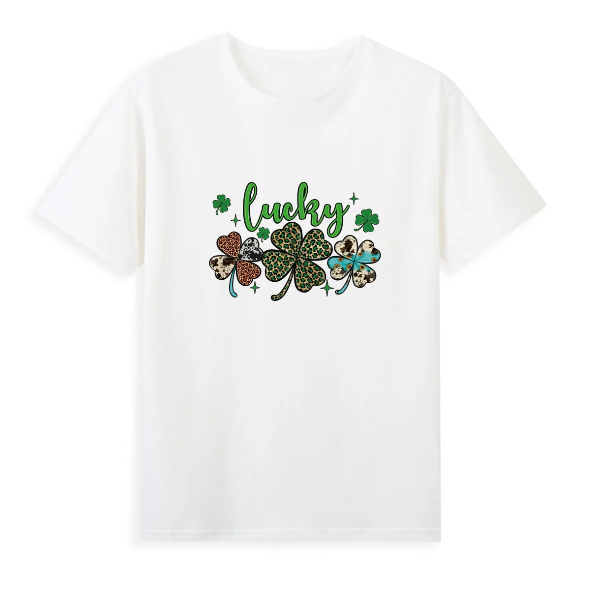 

New Four Leaf Grass T-shirt Hot Sale Casual Top Tees Summer Cool Short Sleeve Clothing Original Brand Shirts Women A095