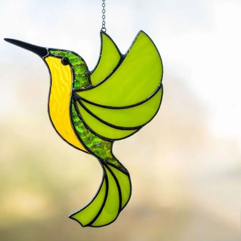 Hummingbird Wind Chimes Sun Catcher Acrylic Stained Glass Hanging Pendant Window Decoration Ornament Garden Decor Crafts