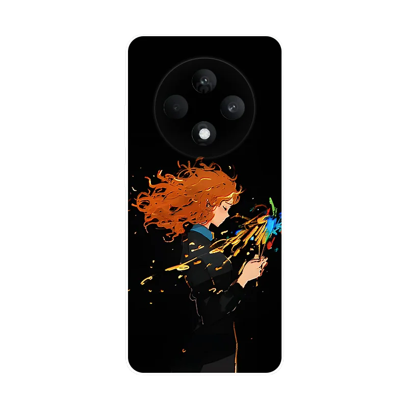 Flower Cat Painted Soft Silicone Case - Stylish Protective Cover