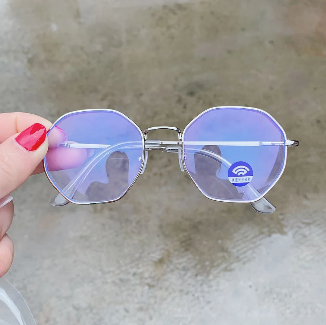 

Vintage Anti Blue light Glasses Frame Round Men Women Myopia Optical Mirror Lens Simple Metal Octagon Frames Clear Eyewear