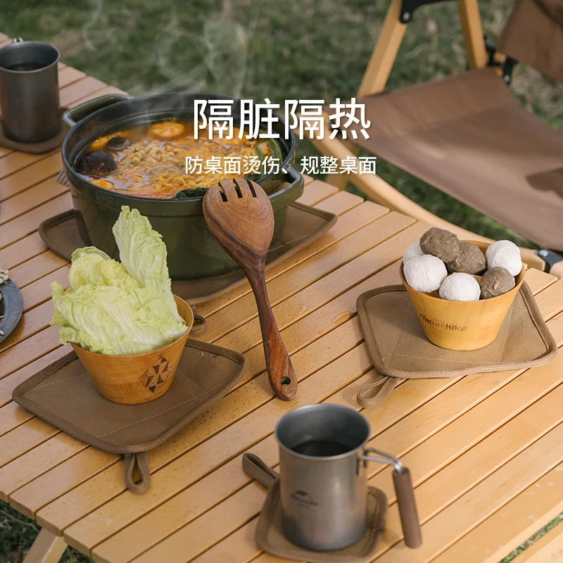 Naturehike Canvas Heat Insulation Pad Waterproof And Oil-proof Light Luxury Tableware Pad Portable Camping Equipment Table