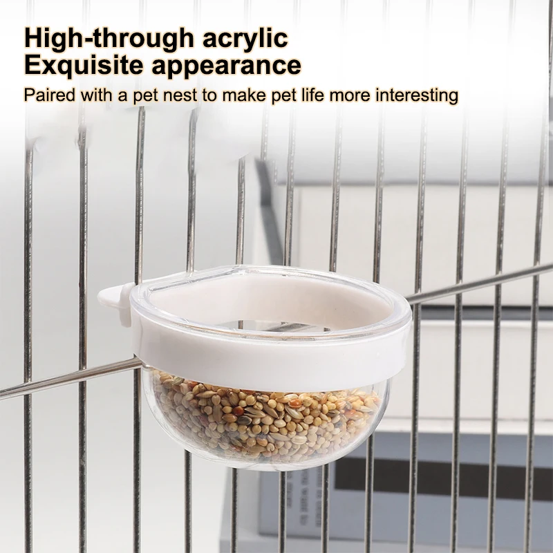 Bird Feeding Bowl Detachable Transparent Plastics Bowl Food Cup For Cage Convenient Hanging Parrots Water Feeder Pet Supplies 3
