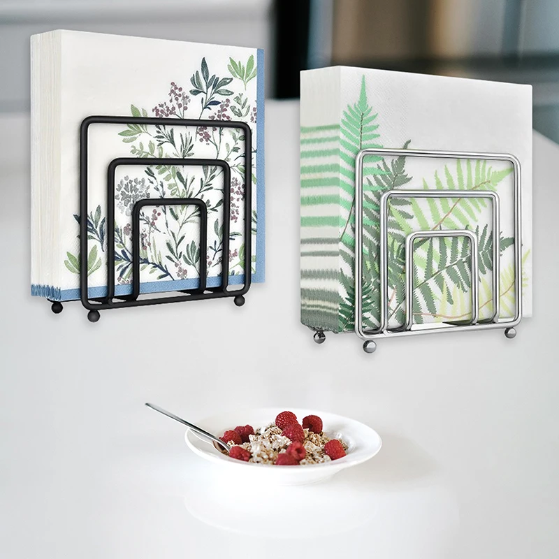 Napkin Holder for Table Modern Metal Black for Kitchen Dining