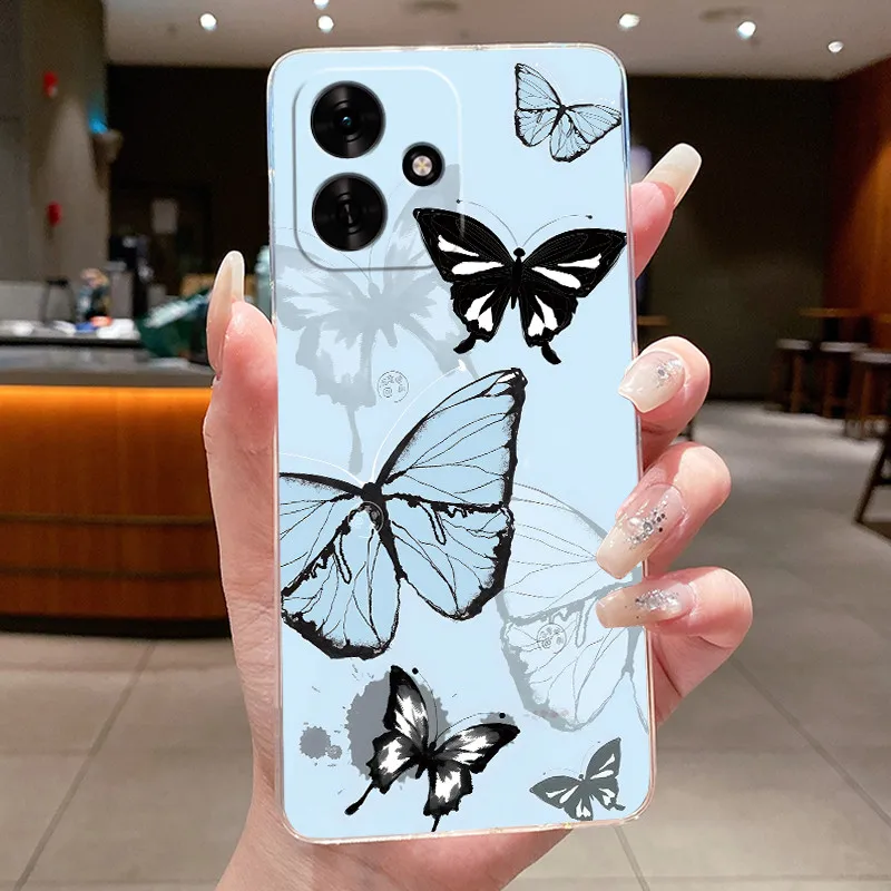 Clear Luxury Fashion Butterfly Flowers Soft TPU Silicone Phone Case