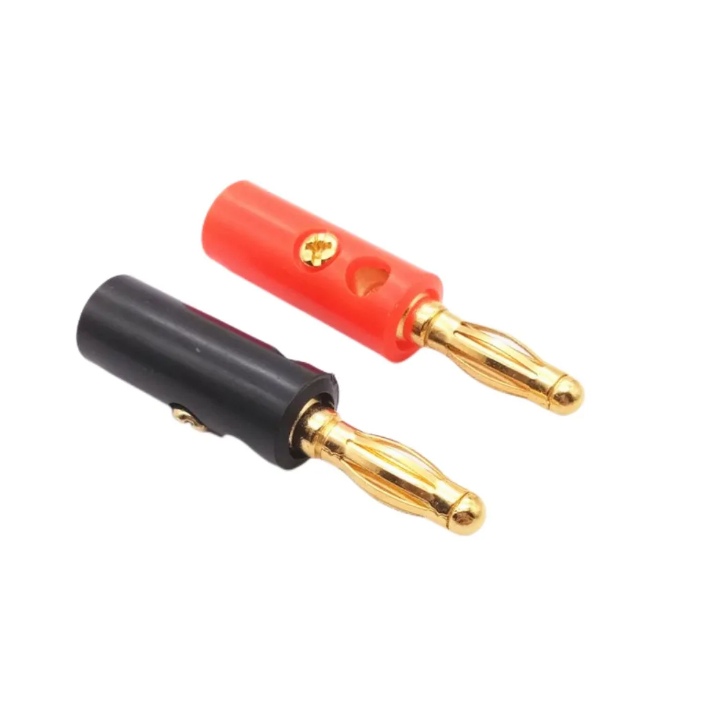 

20Pcs/lot Gold Plated 4mm Banana Male Plug Connector DIY Test Screw Type Banana Plugs Wire Cable Connectors Adapter