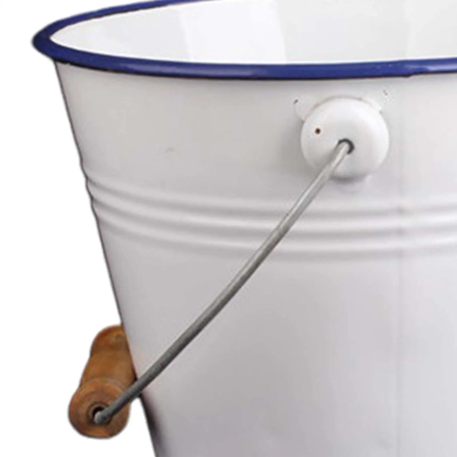 Enamel Bucket with Wood Handle Multiuse with Lid Pails for Garden Party Favors