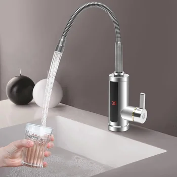 220V 3000W 360°Instant Electric LCD Faucet Fast Heating Tap Water Heater Hot/Cold Dual Use Stainless Steel For Kitchen Toilet 1
