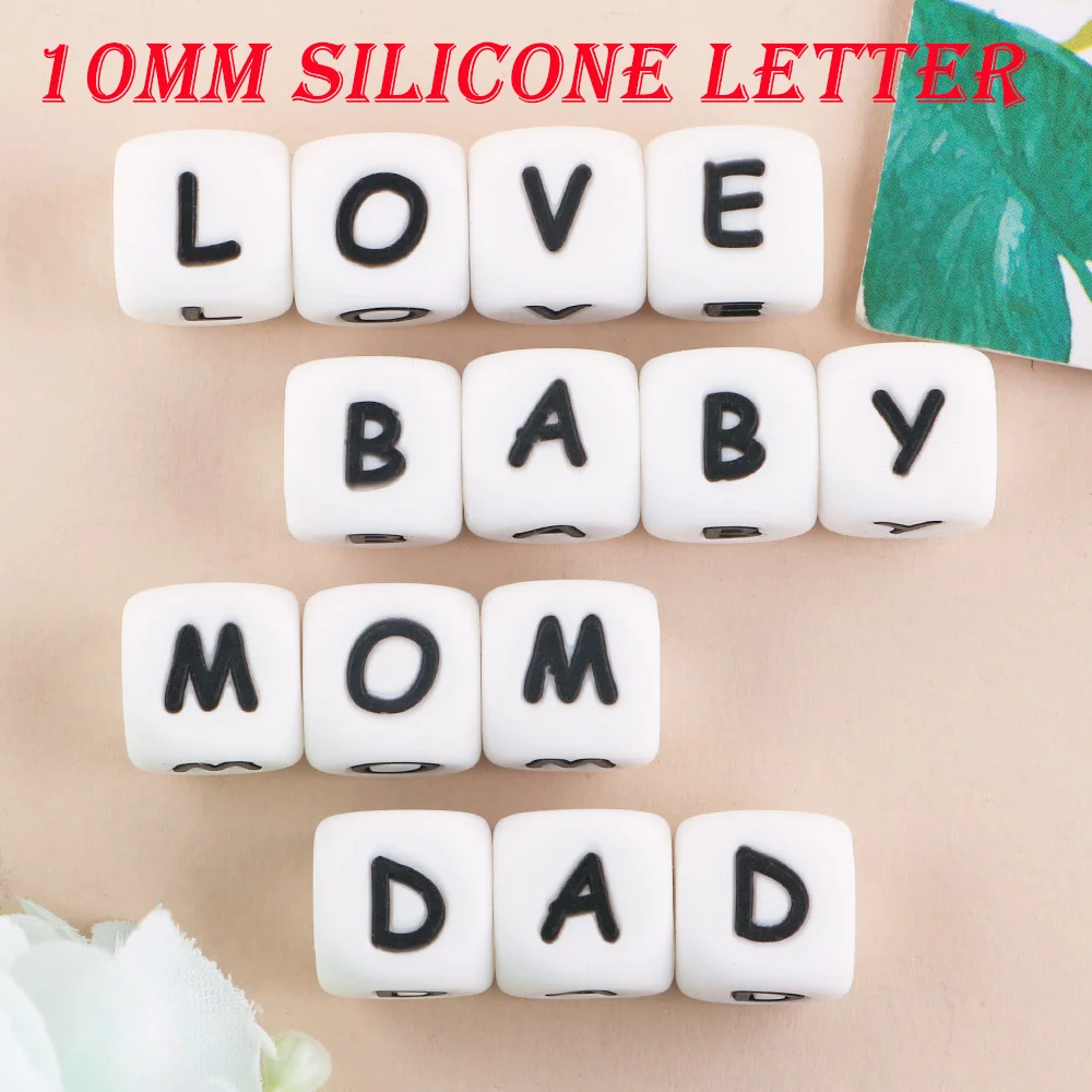 Wholesale 10MM 50/100Pcs Alphabet Silicone Letters Beads For Making Personalized Pacifier Chain Accessories Baby Toy