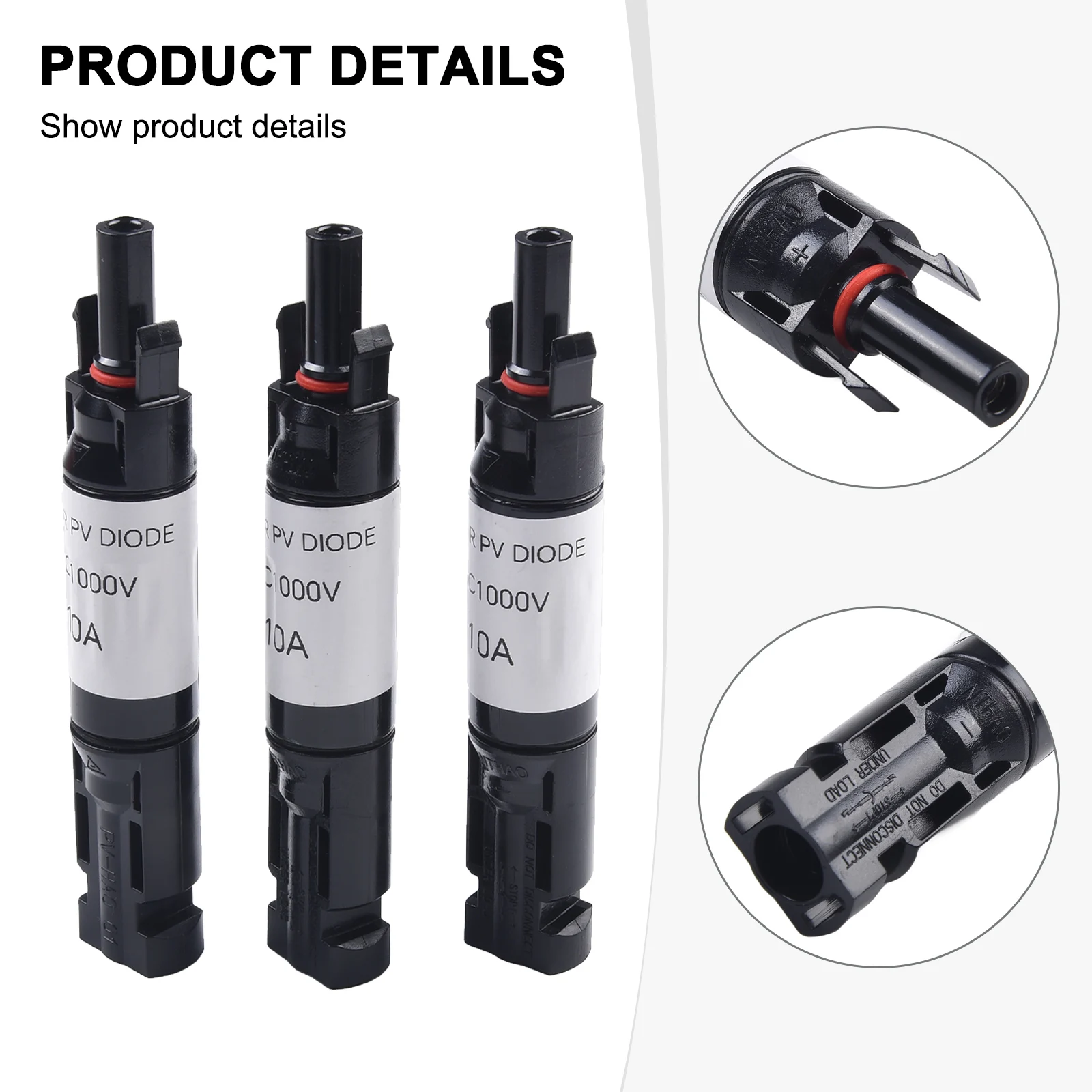 Description Picture 5 of item3pcs Solar PV Fuse Connector Photovoltaic Fuse Diode Connector 10/15/20A IP67 Protection Panel Cable Blocking Fuse Holder