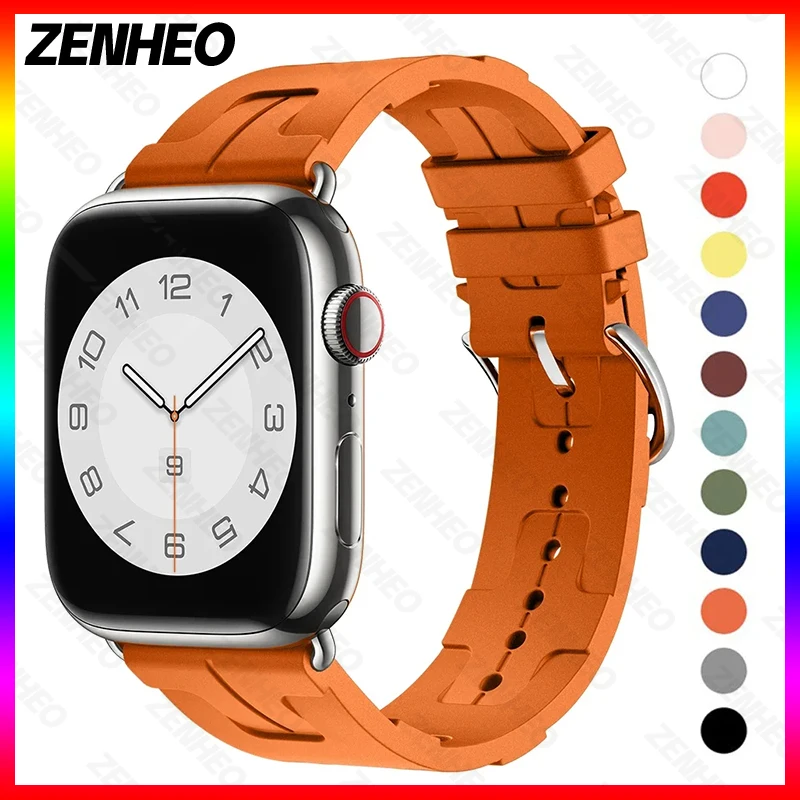 Cinturino In Silicone Hermes Per Apple Watch Cinturino Ultra 49Mm Se 8 7 45Mm 41Mm Cinturino Per Orologio Per Iwatch Series 6 5 4 3 44Mm 42 Mm40Mm