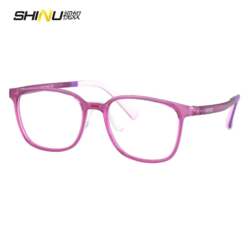 SHINU Children's Glasses Ppsu Plastic Eyeglasses Blue Light Blocking Computer Lenses Kids Pink Glasses Frame No Diopter