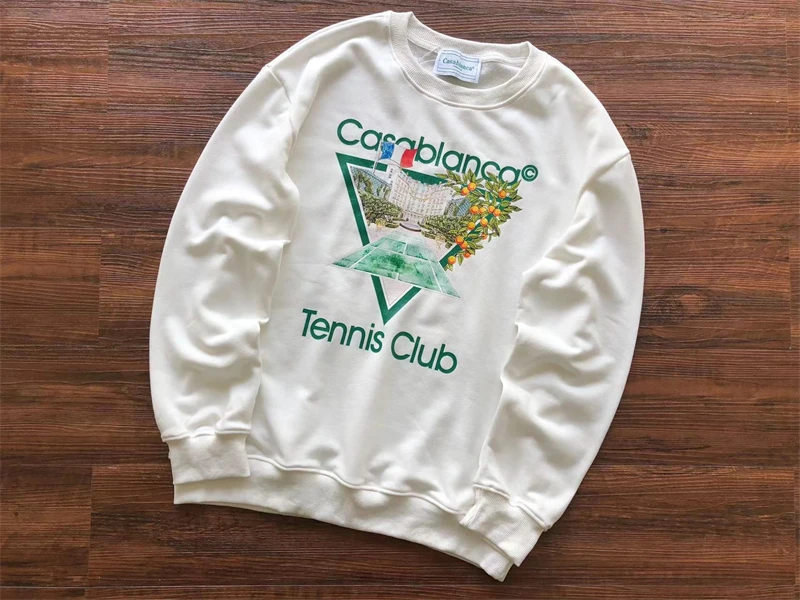 

Y2k Tennis Club Casablanca Sweatshirts Men Women Top Quality Terry Crewneck Casa Hoodie Clothing