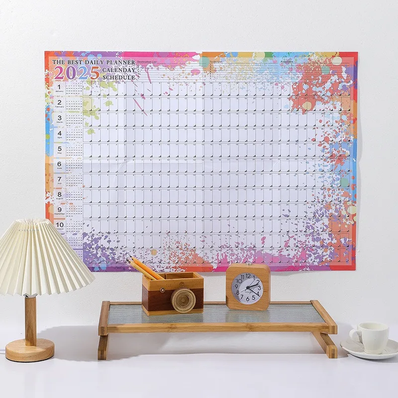 Wall Calendar Full Year Large Size Paper Kawaii Sticker Tape Yearly Weekly Annual Planner Target List Home Office Supplies wall calendar paper wall calendar