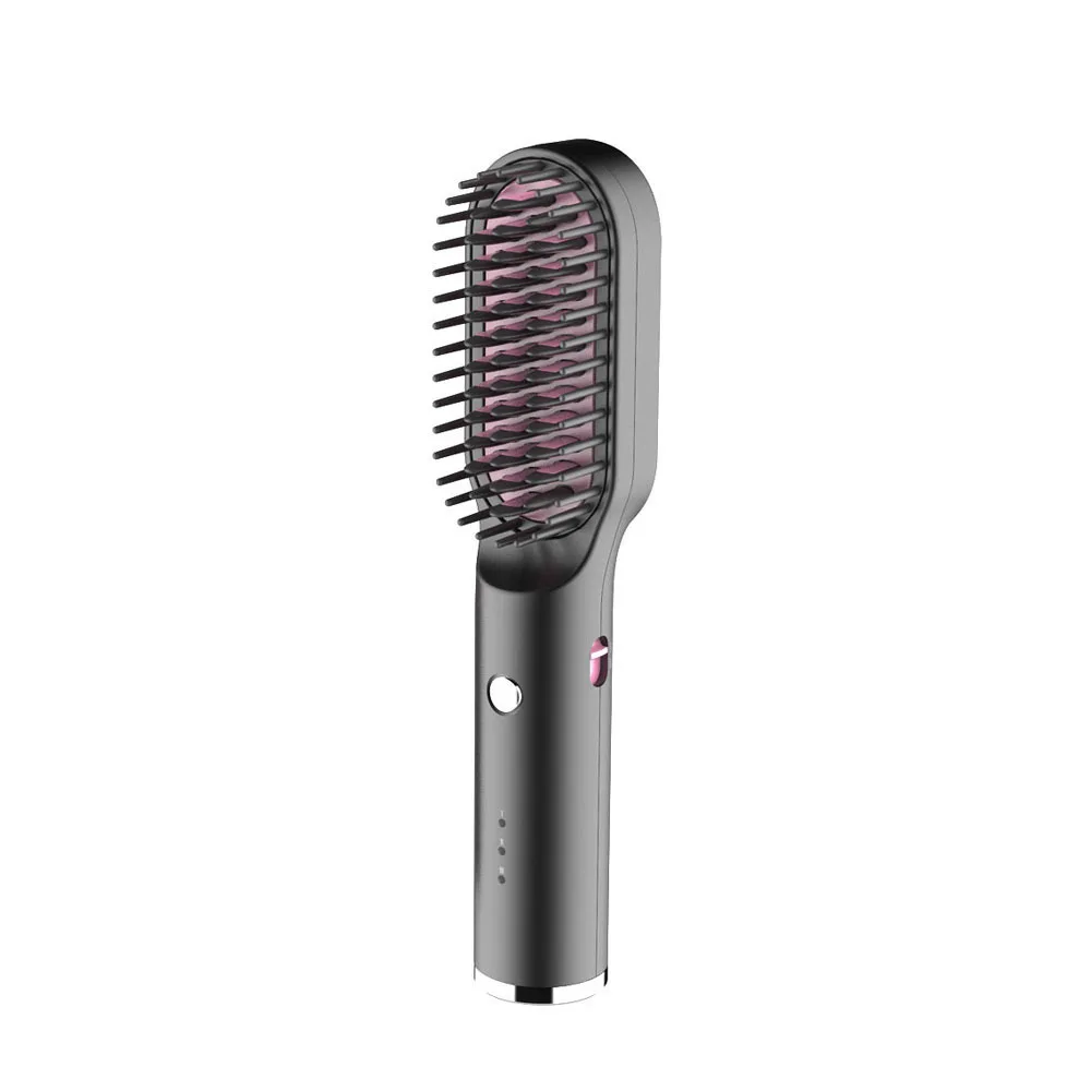 Type C USB Rechargeable Portable Hair Salon Brushes 5000mah Wireless Electric Iron Hair Straighten Comb