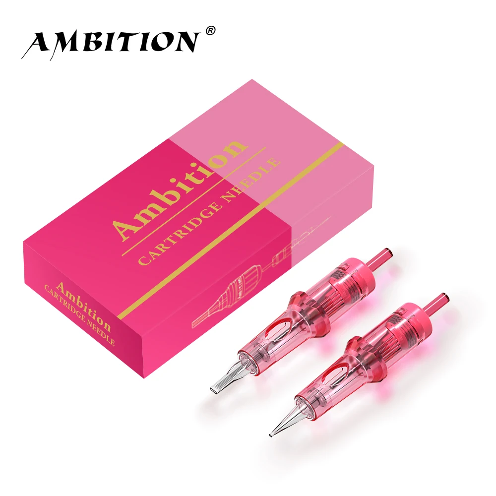 Ambition Pink Permanent Makeup Tattoo Cartridge Needles 20 PCS/Box Eyebrow Eyeliner Lips Microblading for SMP Rotary Machines
