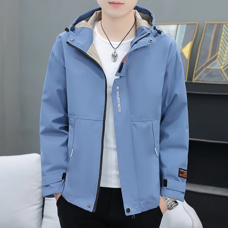 Men's Casual Embroidered Jacket Spring Autumn New Style Simple American Workwear Cool Windbreaker Coat Loose Fit Zipper Decor... - 3