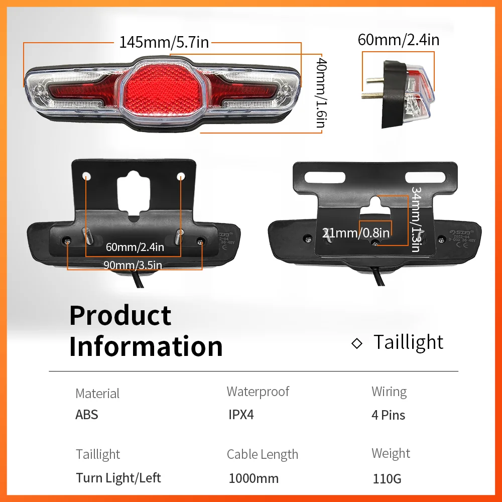 Electric Bicycle QD139 Headlight and D-05DC Taillight DK336