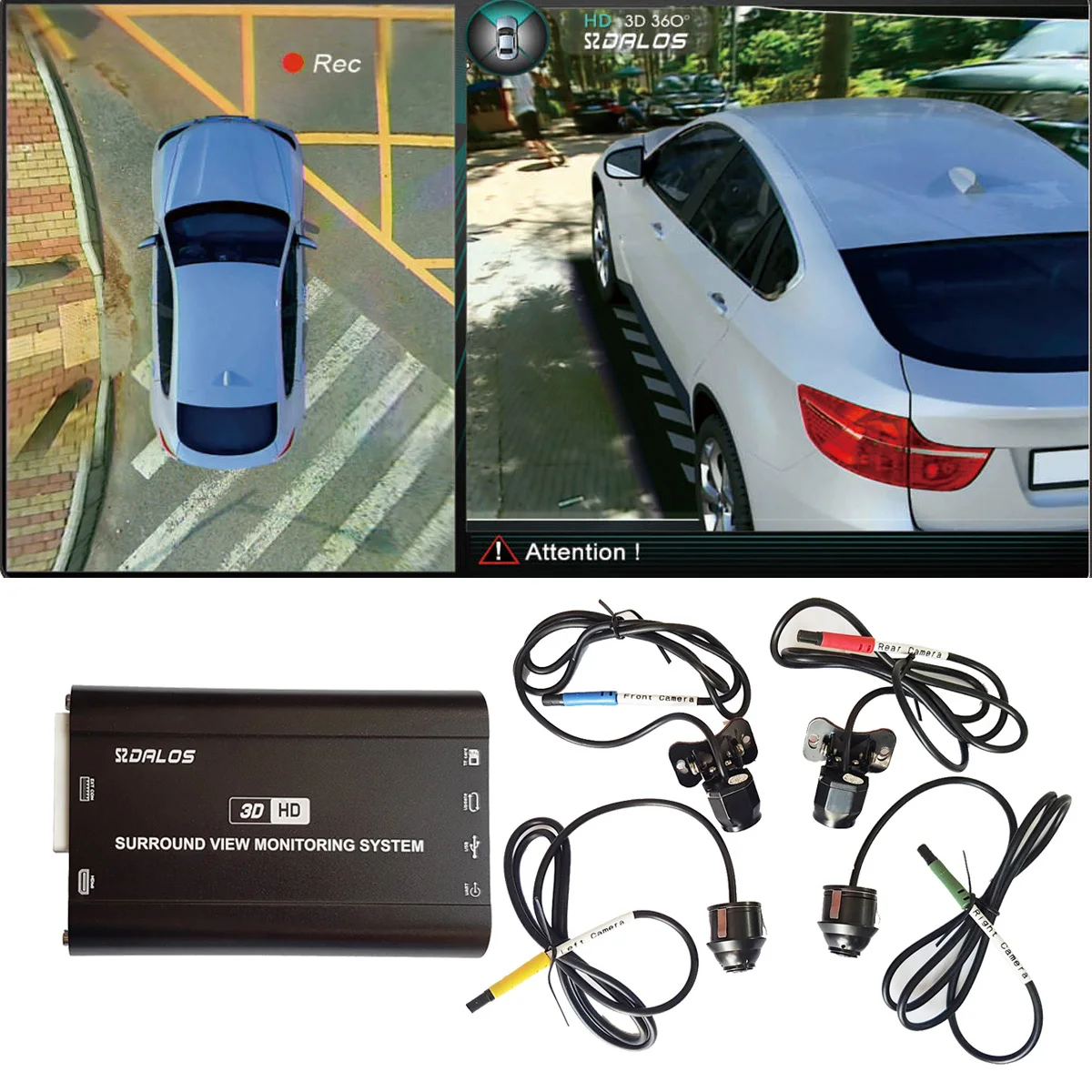 SZDALOS 3D HD Surround View System Around 360 Degree Driving Record Bird View Car Front Left Right Rear 4-CH DVR Recorder