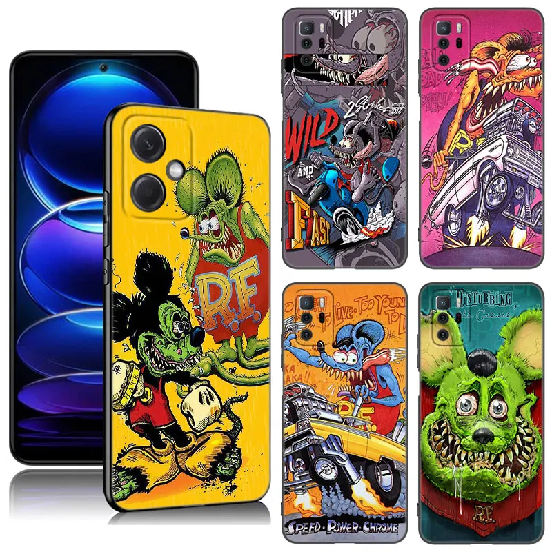 Tales Of The Rat Fink Art Custodia Per Telefono Per Xiaomi Redmi Note 7 8 9 10 11 11E 11T 12 Pro 11S 4G 10T 5G 8T 9S 10S Cover Nera