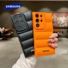 Wave Puffer Down Jacket Phone Case Samsung S26 S25 S24 S23 S22 Ultra S21 Plus Note 20 A72 A54 Solid Color Shockproof Soft Cover