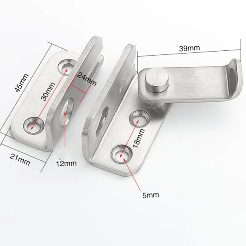 Turn On Left / Right Brief Simple Bolt Anti-theft Security Door Thick Stainless Steel Thicken Bolt Locker Lock Hasp