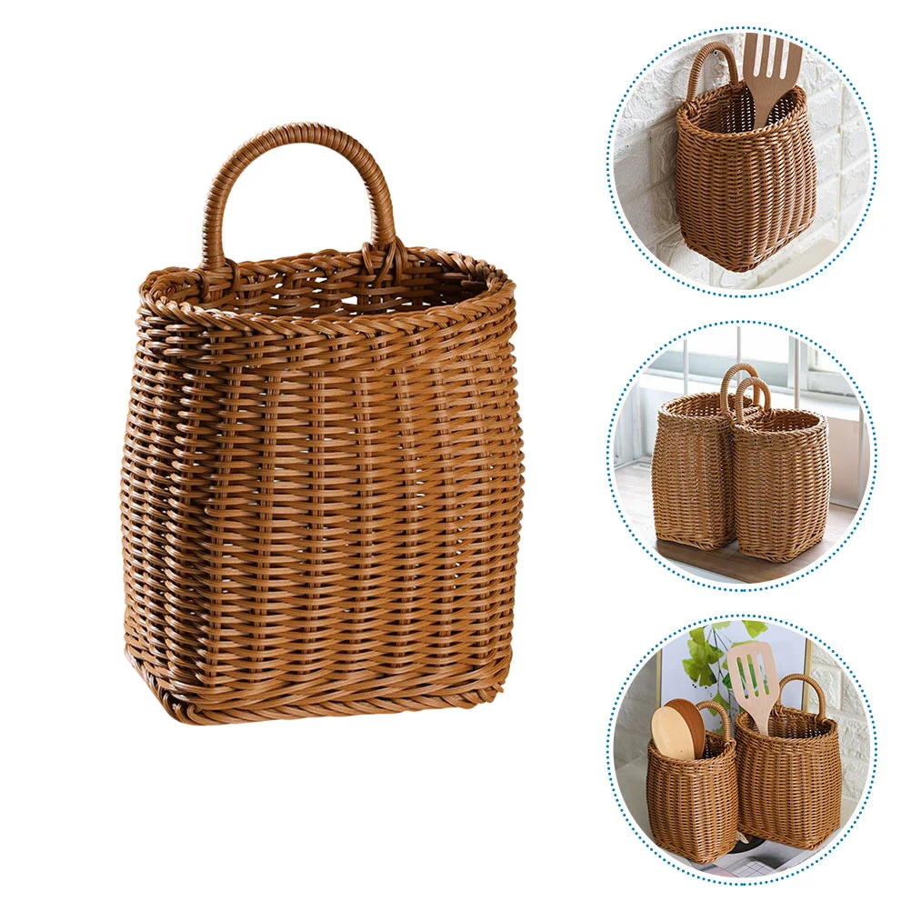 

Wall Hanging Storage Basket Decorate Basket Seasoning Basket Functional Container Woven Kitchen Storage Baskets Garden universal