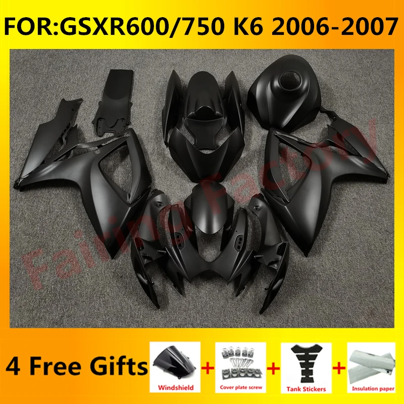 

NEW ABS Motorcycle Whole Fairing kit fit for GSXR600 750 06 07 GSXR 600 GSX-R750 K6 2006 2007 full Fairings kits matte black