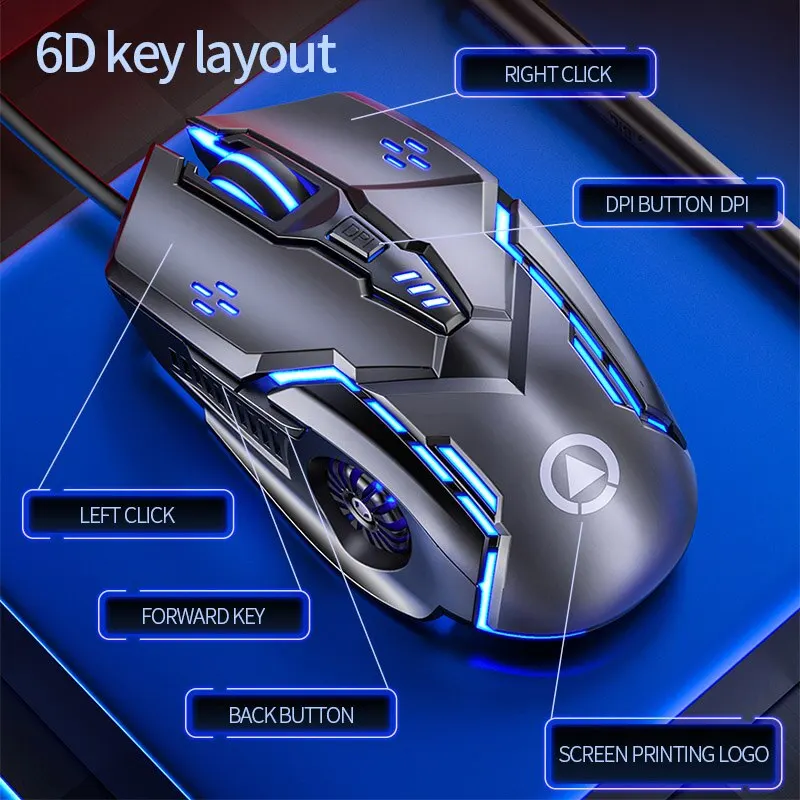 Silver Eagle G5 Mute Wired Mouse Six Keys Luminous Game E