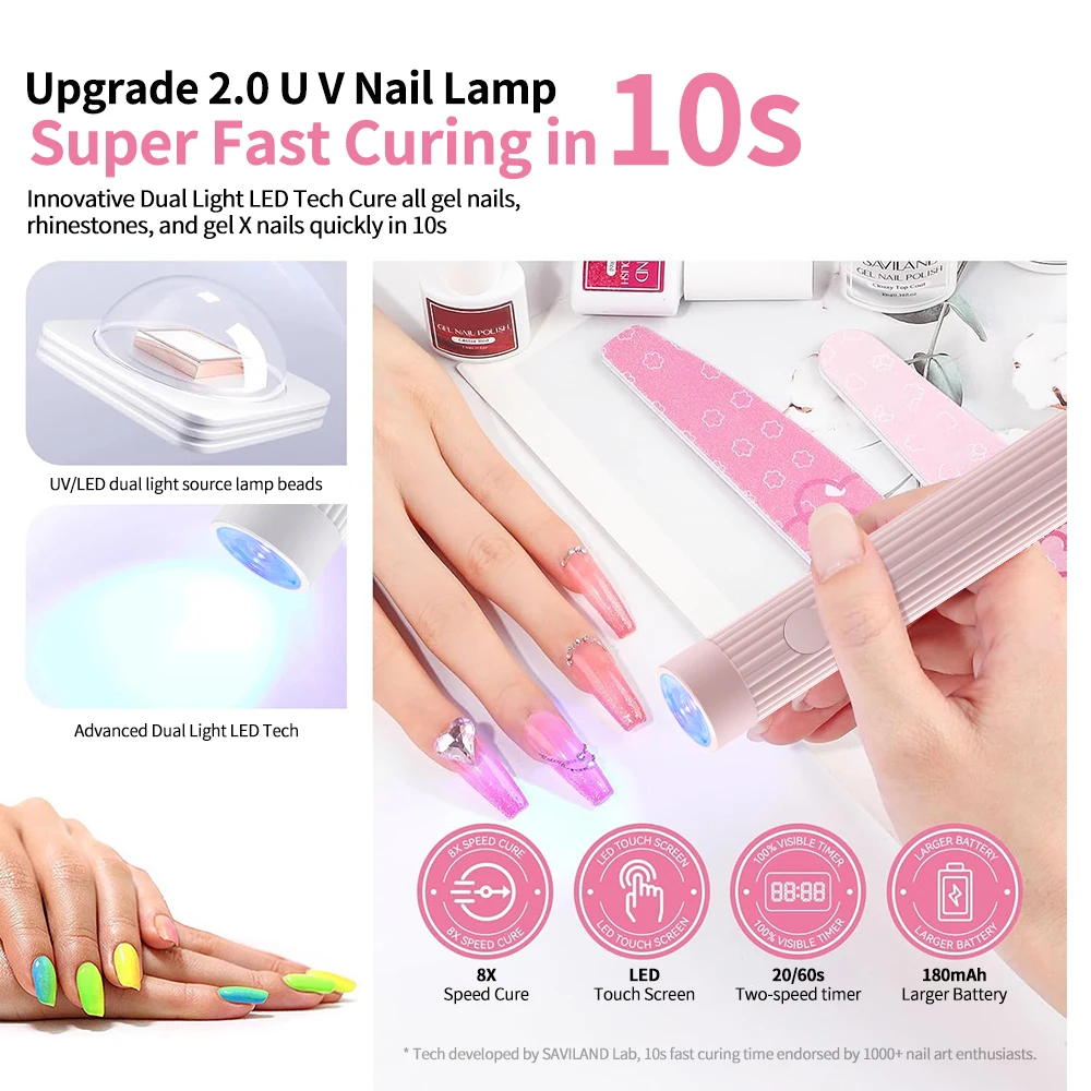 Chargeable Nail Lamp Portable LED  Mini Machine Family Handheld Quick Drying Varnish Gel Polish Curing Nails Dryer Nail Tools 5