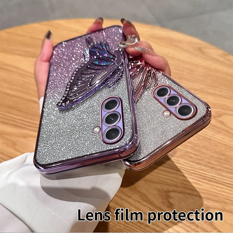 Glitter Butterfly 3D Liquid Sand Phone Holder Case
