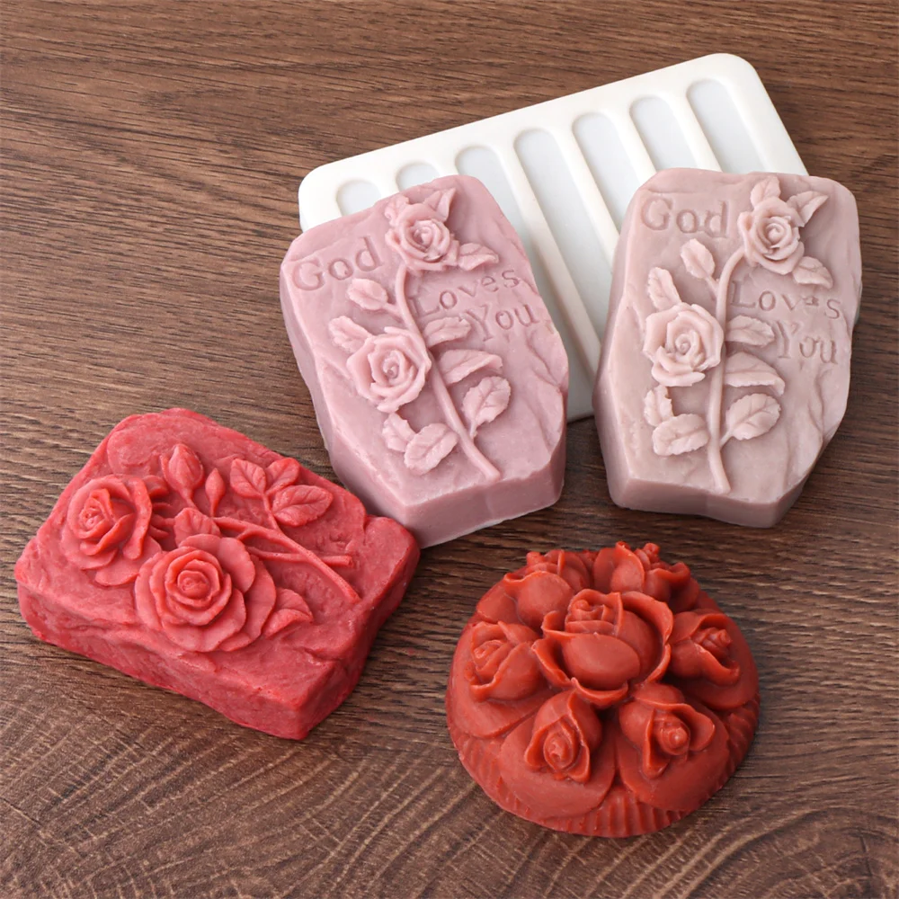 Round Rose Soap Silicone Mold Valentine's Day Flower Soap Mold DIY Peony Tulip Rose Plaster Candle Gift silicone mold soap molds