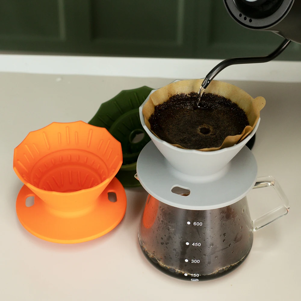فلتر قهوة سيليكون قابل لإعادة الاستخدام، بتصميم قم...