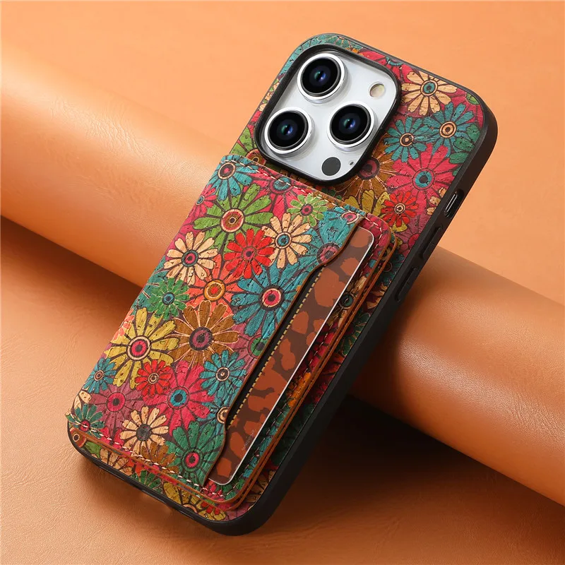 Elegant Flower Embossed Leather Phone Case with Magnetic Closure and Card Holder