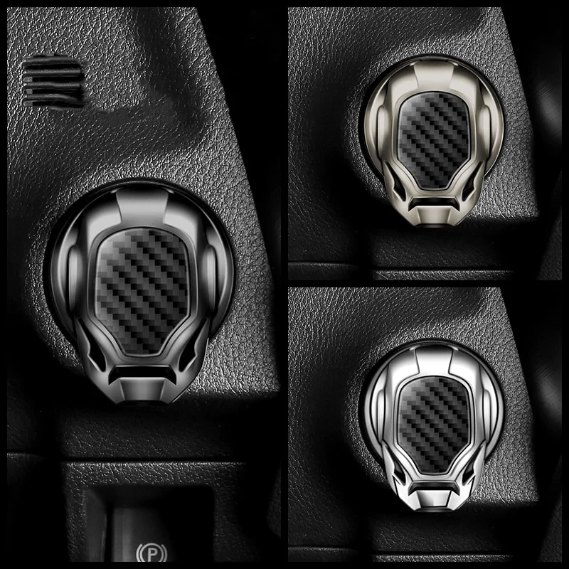 Engine Start Button Cover Universal Engine Start/Stop Button Cover, Motors Ignition Switch Trim Cover, Push To Start Button Cover Key Protective Cover, Cool Car Interior Accessories(Black Push To Start Cover