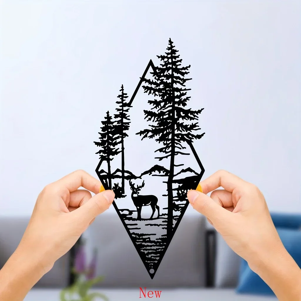 

Promotion Landscape Wall Art Deer Scene Metal Wall Hanging Art Ornaments Home Decor Metal Home Decor Modern Art Wall Orname