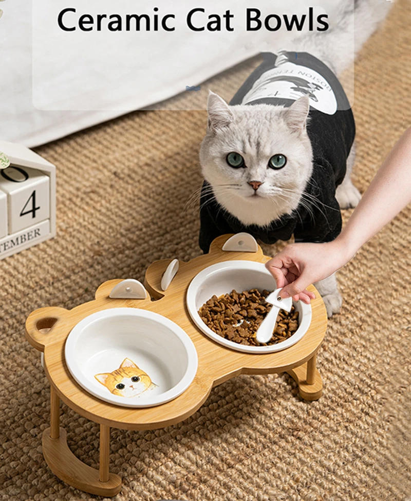 Small Dogs Elevated Cat Food Stand Ceramic Elevated Cat Feeder Wood Elevated Cat Aliexpress