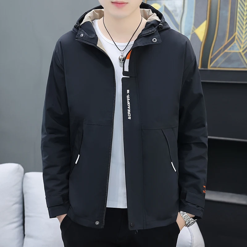 Men's Casual Embroidered Jacket Spring Autumn New Style Simple American Workwear Cool Windbreaker Coat Loose Fit Zipper Decor... - 5