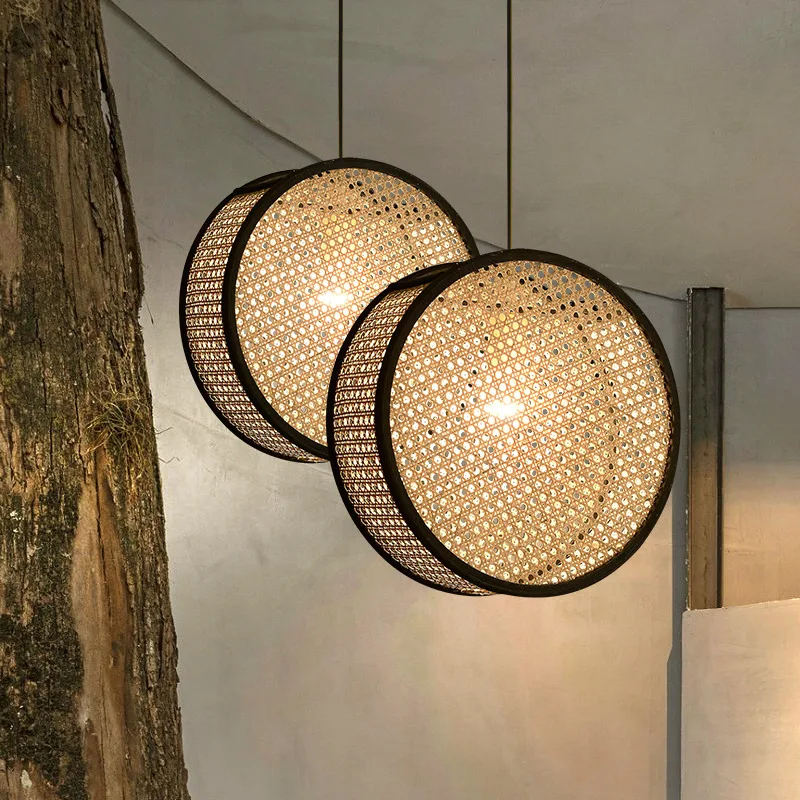 

Chinese Style Rattan Pendant Lights Hand Made Wicker Bamboo Led Hanging Lamp Living Room Home Decor Kitchen Suspension Luminaire