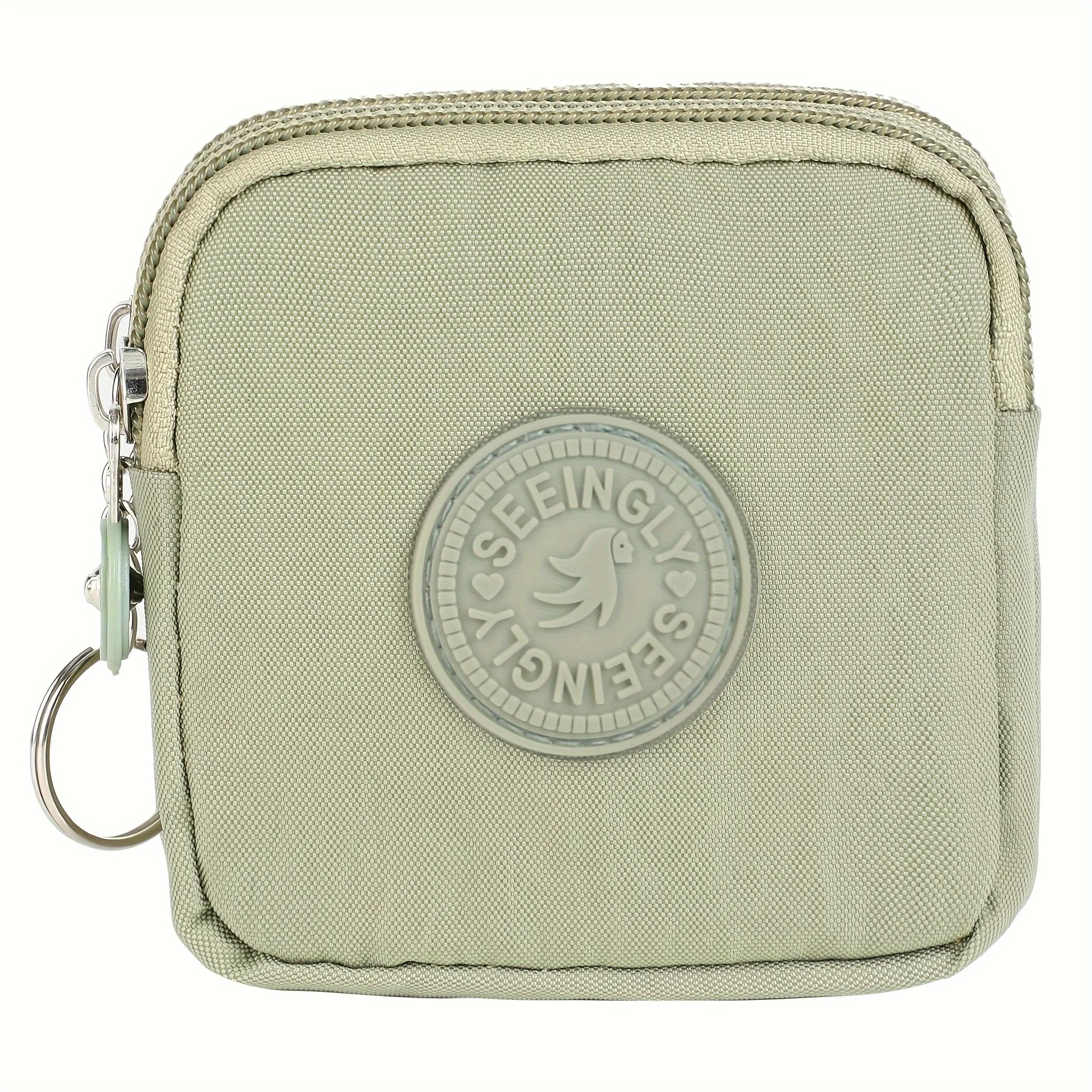 1 Stück quadratische, einfache Mini-Münztasche, kleine Schlüsseltasche, wasserdichte Nylon-Geldbörse – Detail 8