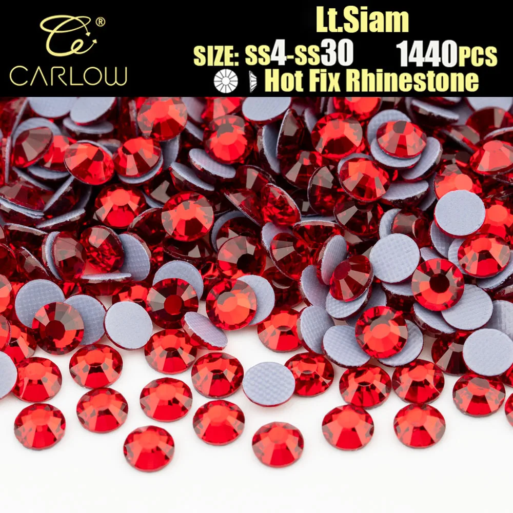 Carlow SS4-SS30 Multi-Size-Licht Siam Kristall Hot Fix Strass Super Glitter Strass Eisen auf Steinen für DIY Kleidungs stück hotfix-013
