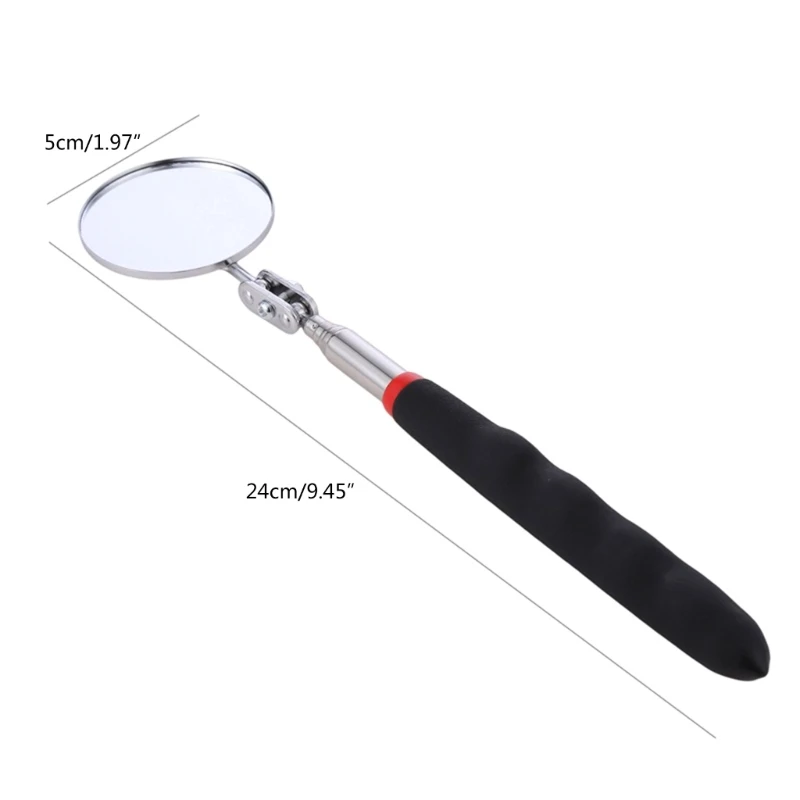thumbnail image 2 of Car Inspection Mirror With Telescopic Handle, Foldable Retractable Round Telescopic Mirror, Universal Car Repair Inspection Mirror, Stainless Steel 2 of 11