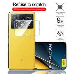 3D Curved Tempered Glass Camera Lens Protective Case with Ring Rear Lens Cover for Poco X6 5G (Clear-1PCS)