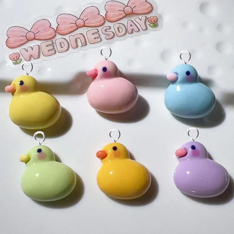 

10pcs Fashion Bright Yellow Duck Animals Resin Charms for Jewelry Making Cute Pendant Diy Earring Hairpin Necklace Findings