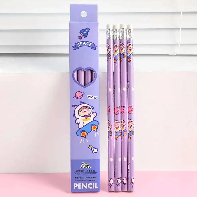 1 Set 4 Stück Cartoon Space Astronaut HB Schreibwaren Schule Bürobedarf Student Geschenk Preis Kreative Kawaii Bleistift – Detail 15