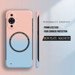 Hard PC Gradient Color Magnetic Matte Frameless Phone Case for P30 (Pink)
