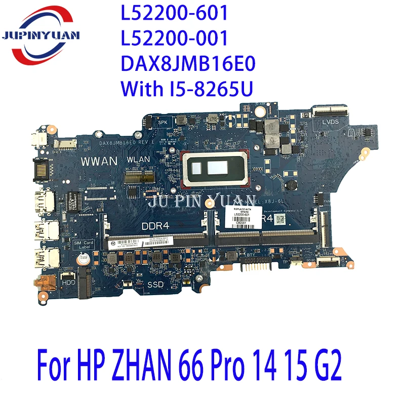 

For HP ZHAN 66 Pro 14 15 G2 Laptop Motherboard L52200-601 L52200-001 Mainboard DAX8JMB16E0 With I5-8265U Full Tested